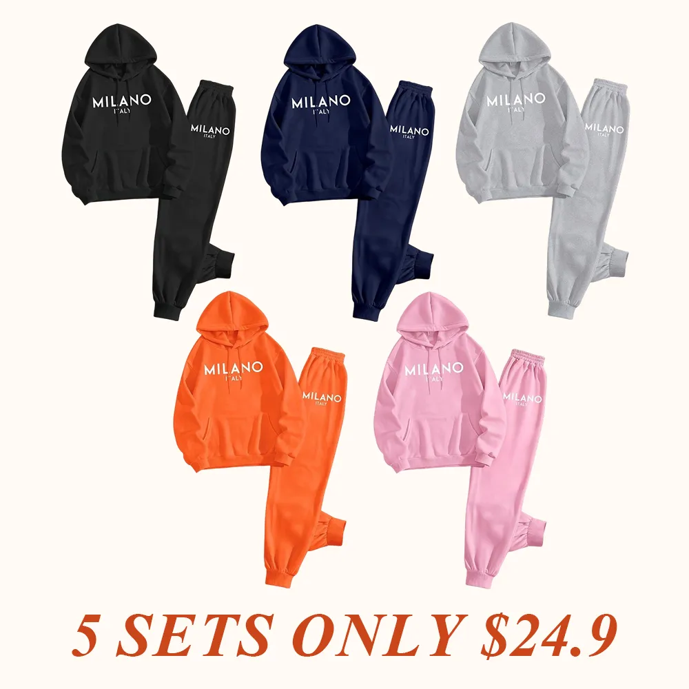 Women's Milano prints City print hoodie and drawstring track pants set