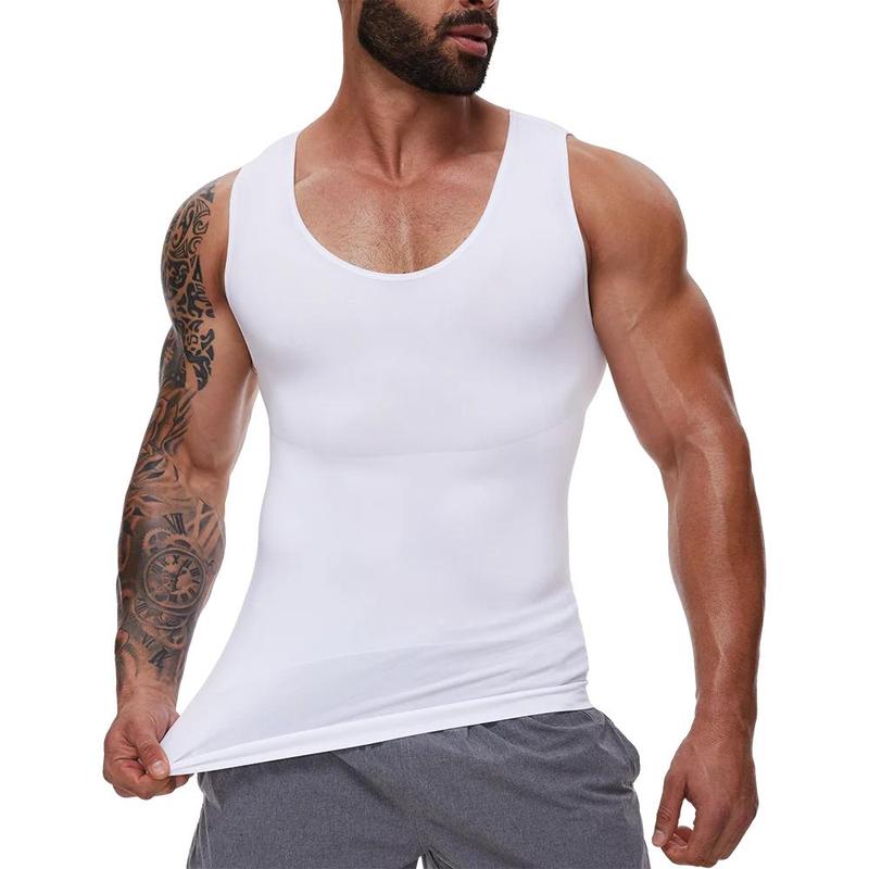 Menswear Body Shaper Shapewear Compression Tummy Control Vest Comfy Stretchy Lightweight Workout Tank Top Fabric Breathable Undershirt Elastic Soft Polyester