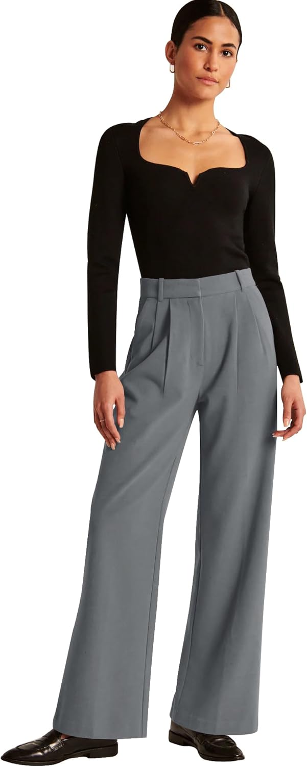 High-Waisted Work Pants for Women – Business Casual Office Trousers with Pockets
