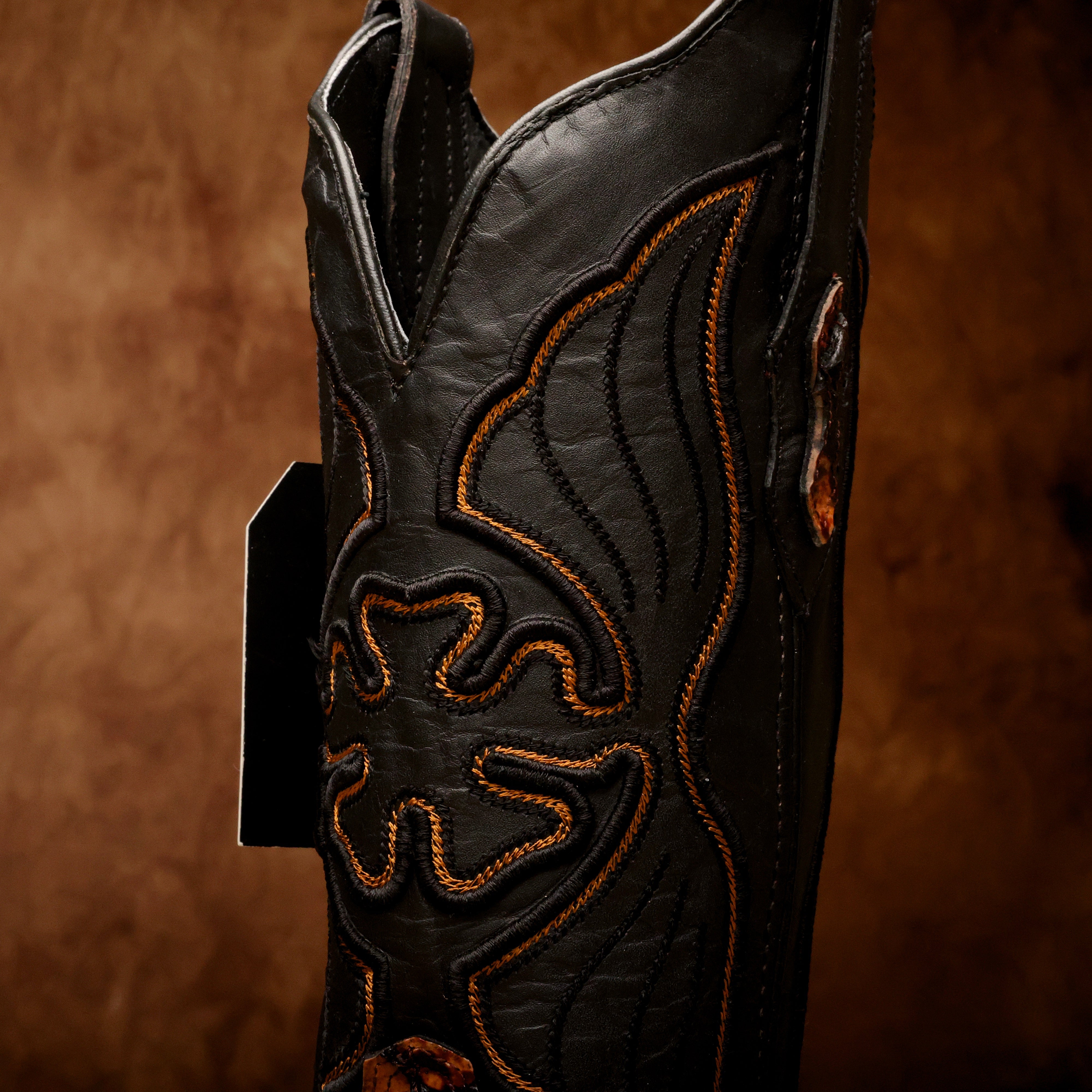 Cognac Jumbo Pirarucu Leather Boots - Square Toe