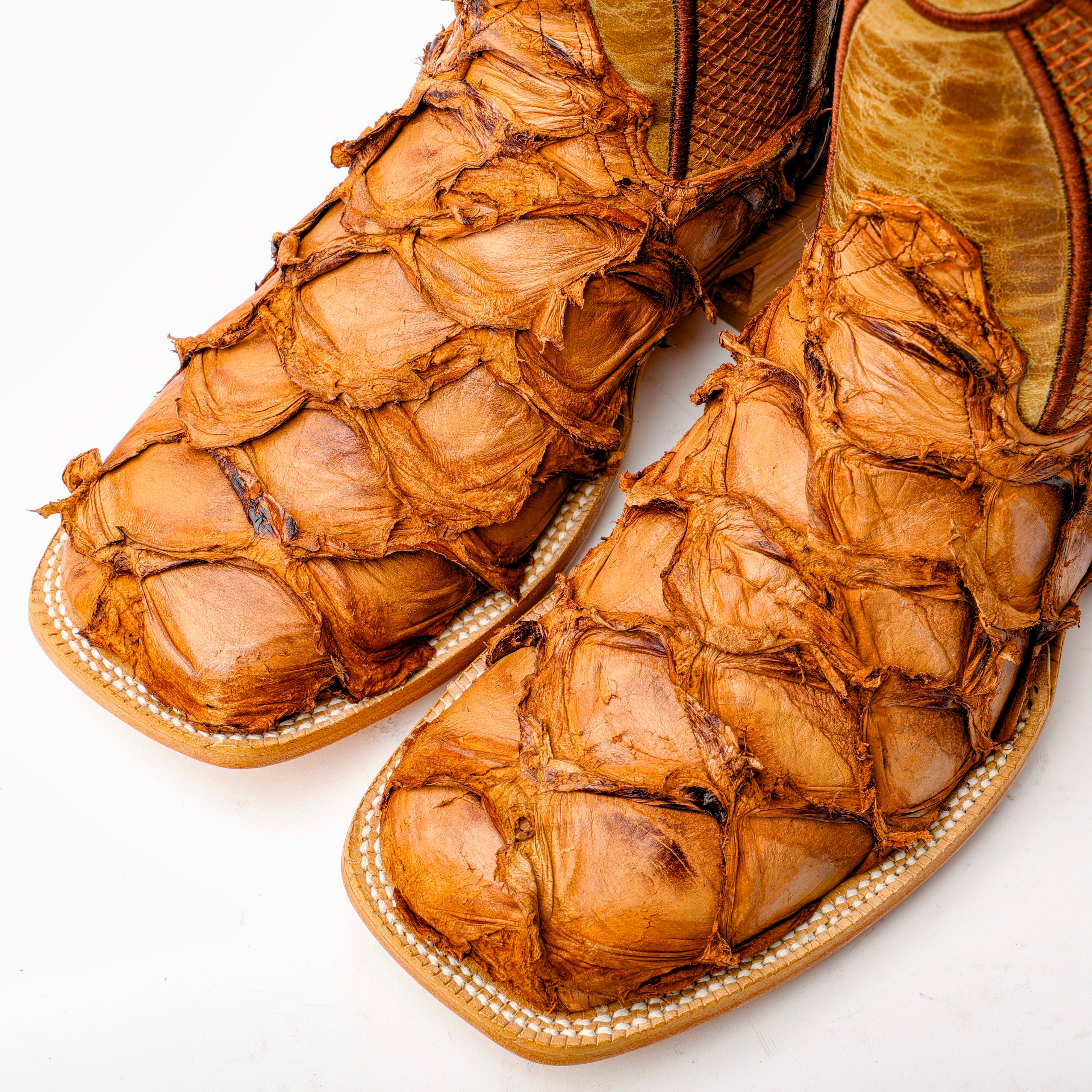 Matte Tan Genuine Pirarucu Boots - Square Toe