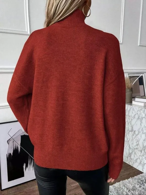 Women's Plain Cut Out High Neck Sweater