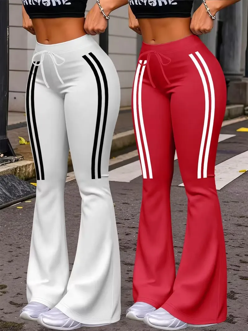 Women's Casual Fashion Long Pants, Unique Print, Drawstring Waist, Milk Silk Yoga Pants