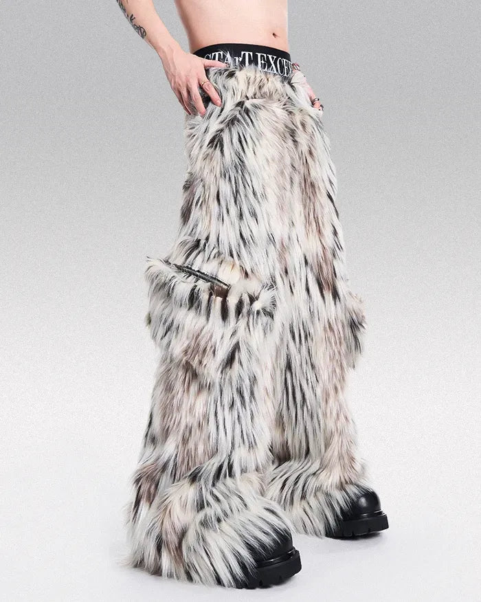 Thick Faux Fur Wide Leg Pants