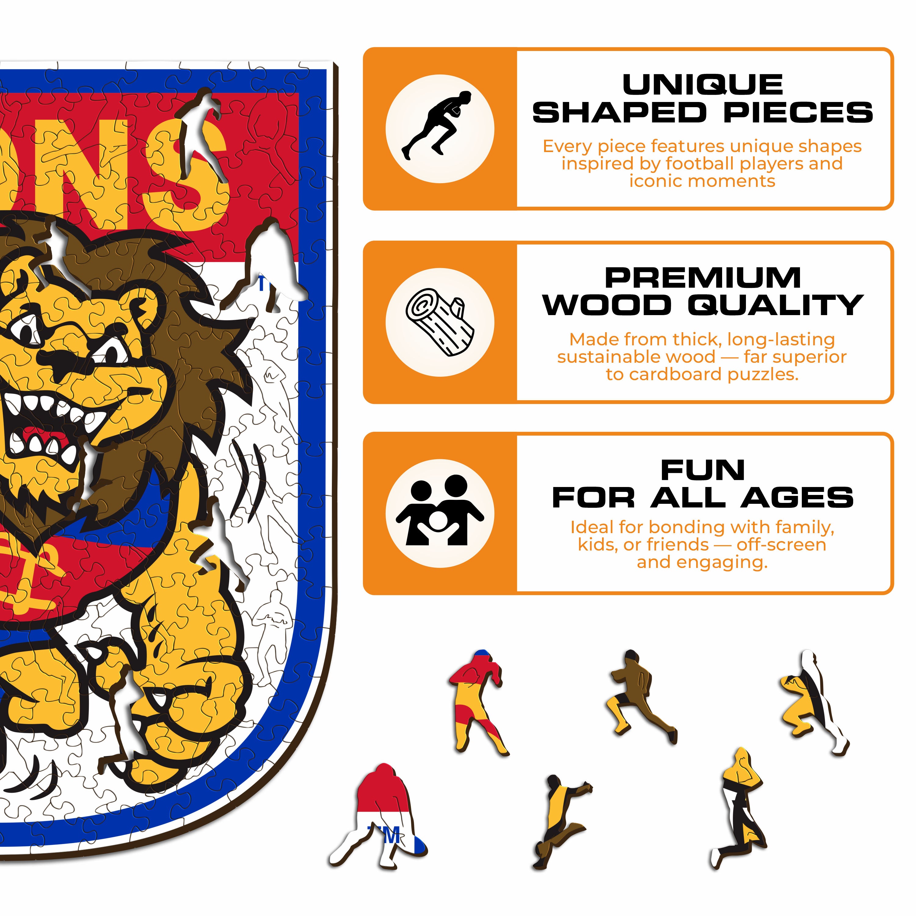 Brisbane Lions Retro Mascot - Wooden Puzzle