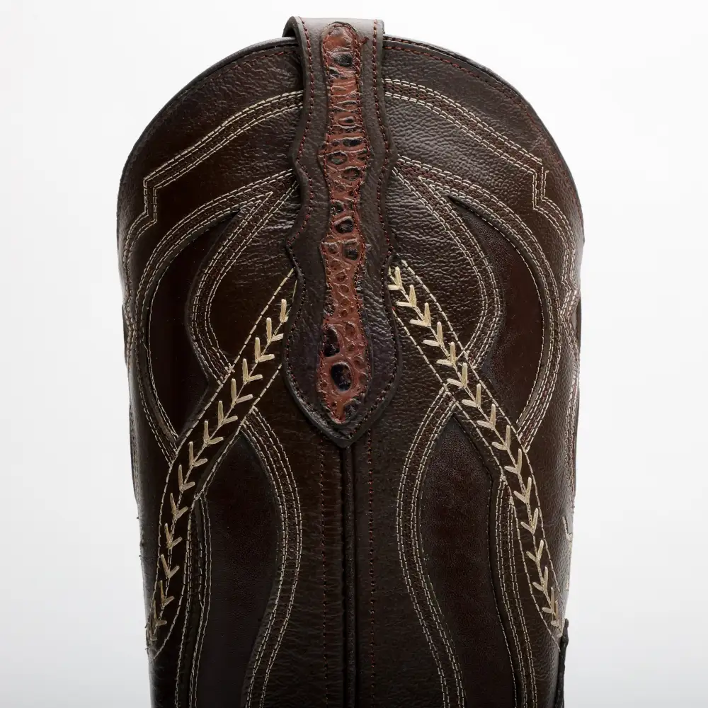 Brown Caimán Hornback Leather Boots -Square Toe