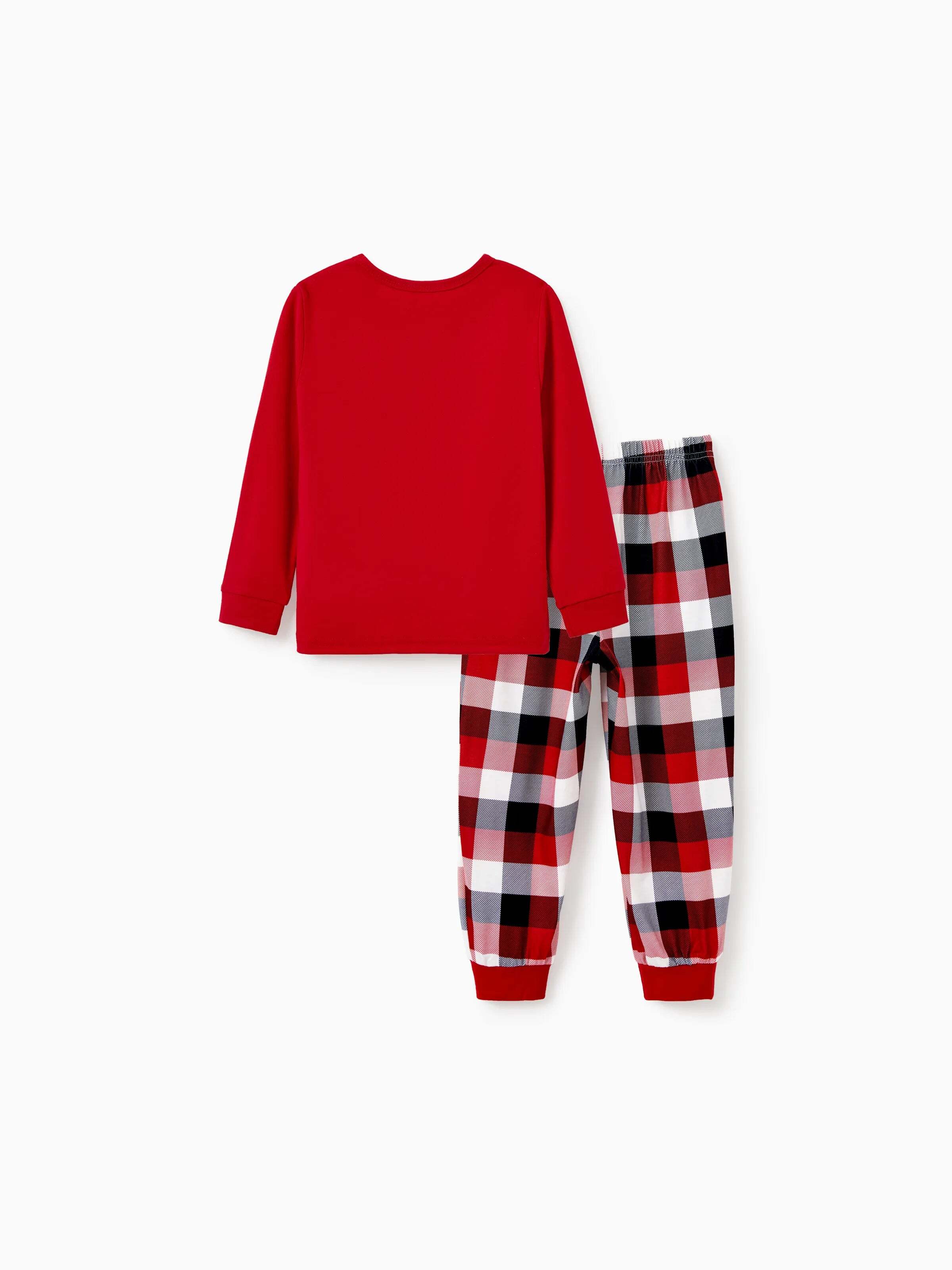 Christmas Matching Family Pajamas Set Glow In The Dark Reindeer Print PJS with Christmas Socks Red