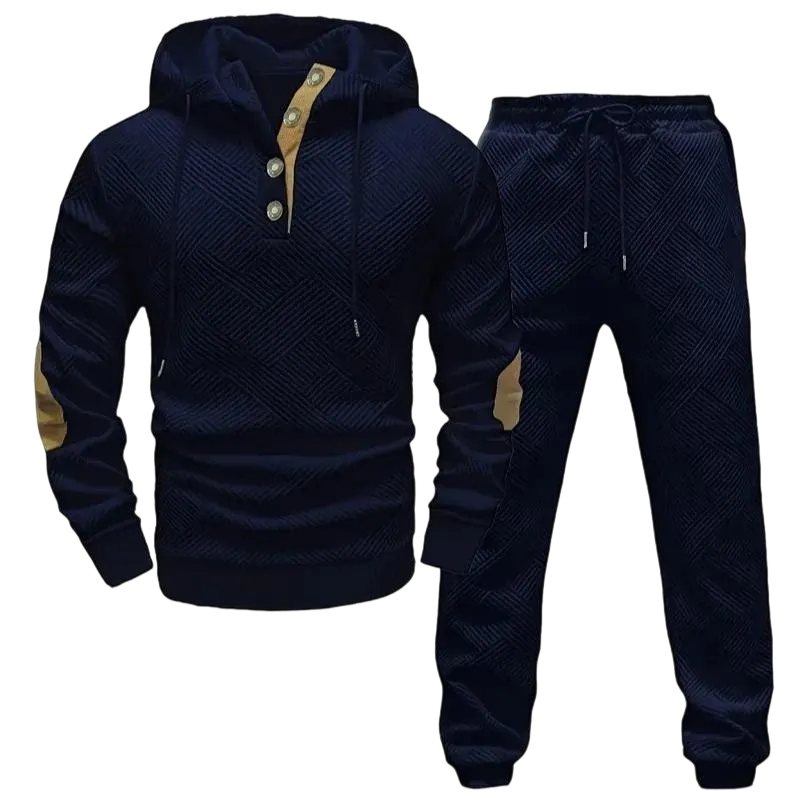 Men's knit jacquard sweatshirt and pants two-piece set