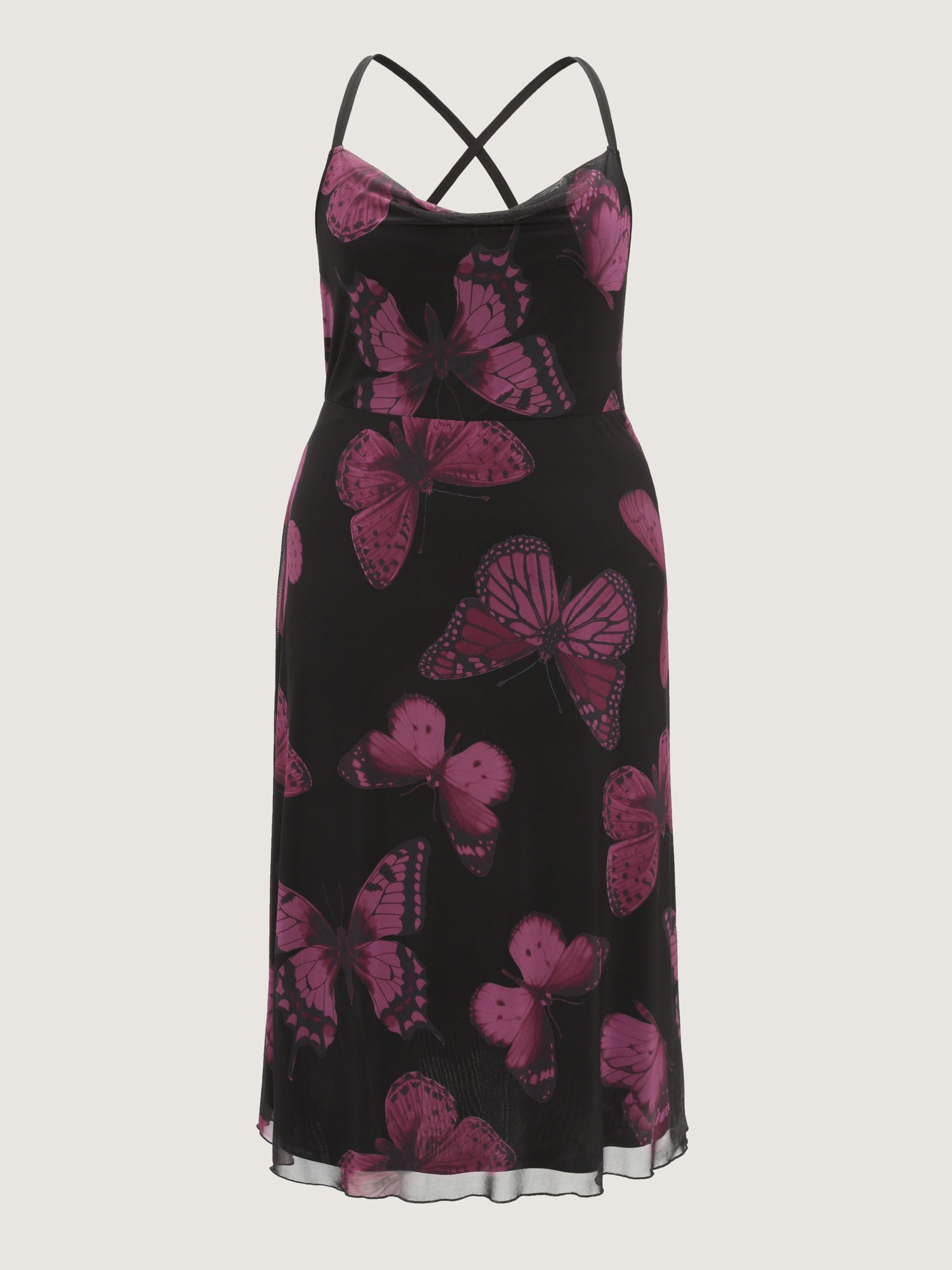 Stretchy Butterfly Print Cami Maxi Dress