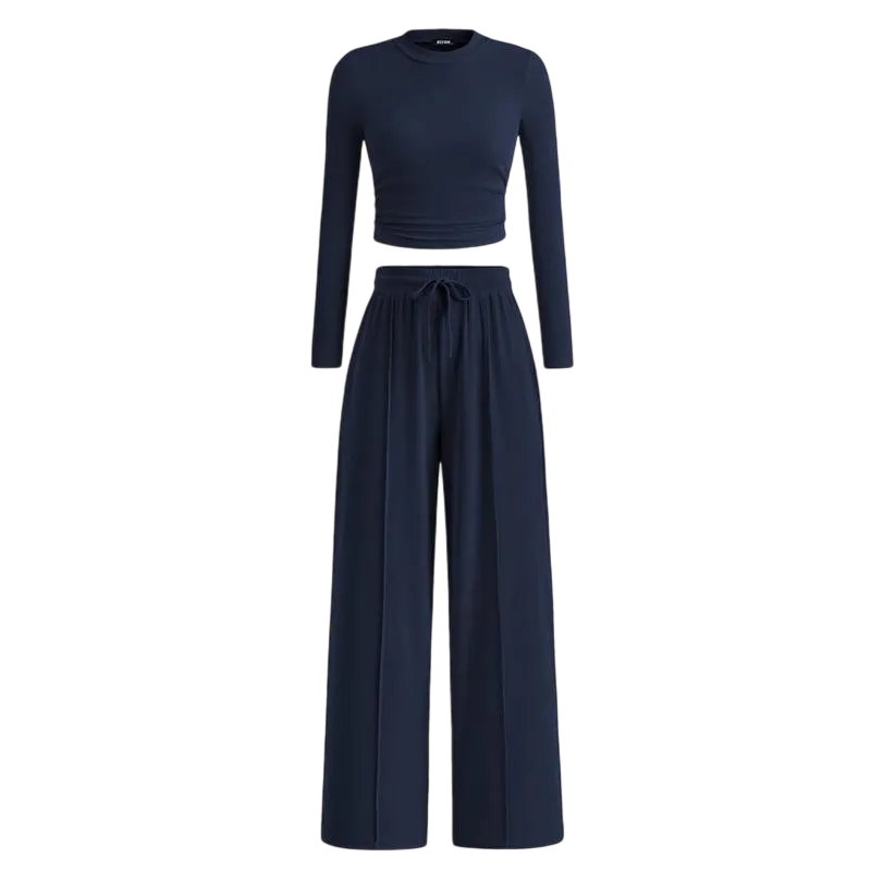Women's 2-Piece Set – Top & Wide-Leg Pants