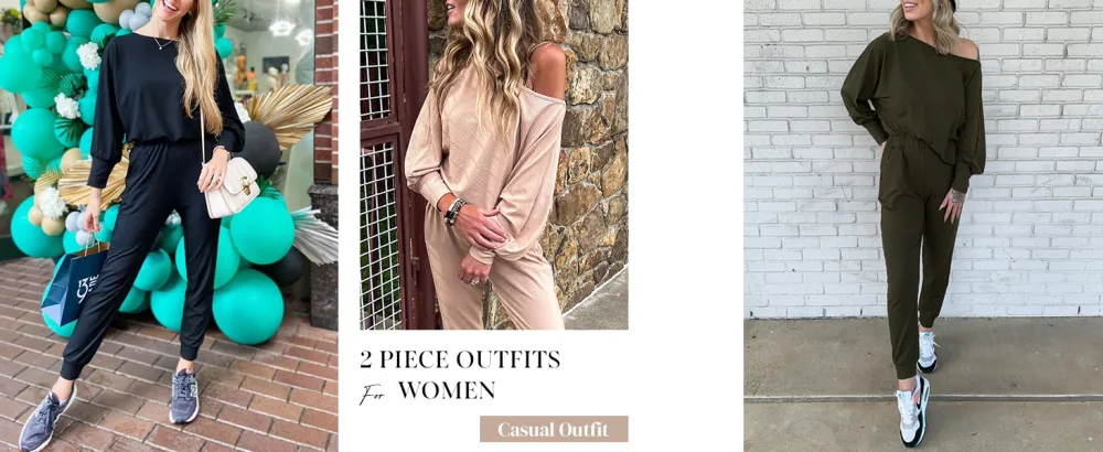 Women's 2-Piece Set Ribbed Knit Off Shoulder Tops Lounge Pants Tracksuit