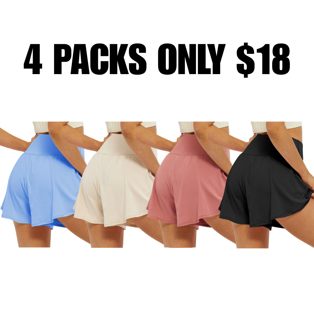 Crossover Athletic Shorts for Women 2 in 1 Flowy Running Shorts with Pockets