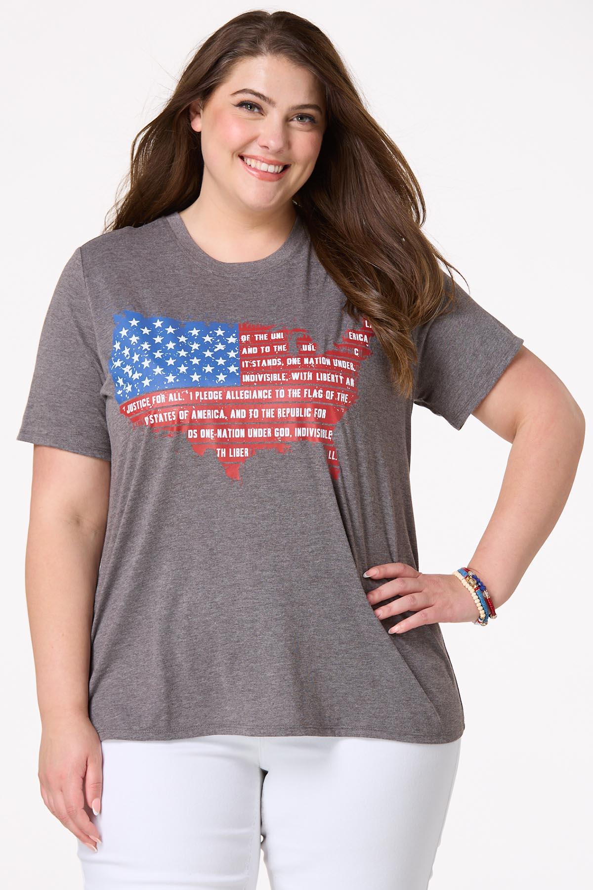Plus Size Pledge Of Allegiance Map Tee