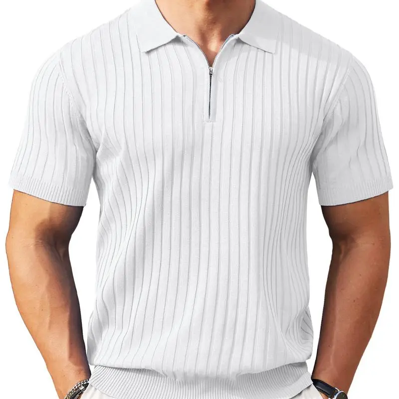 New York Fashion Week Men's Zip-Up Short-Sleeve Polo Shirt