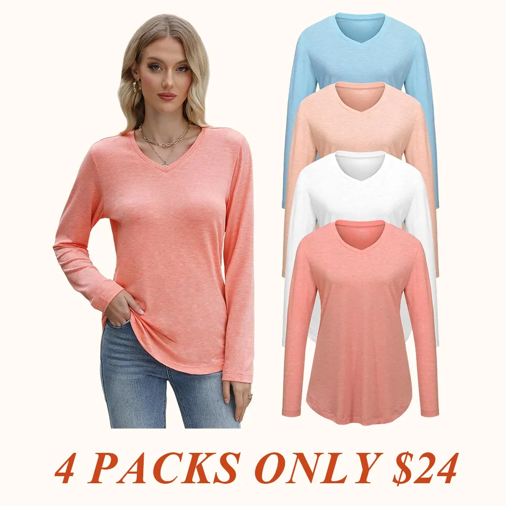 Women's V-Neck Long Sleeve Shirts – Soft