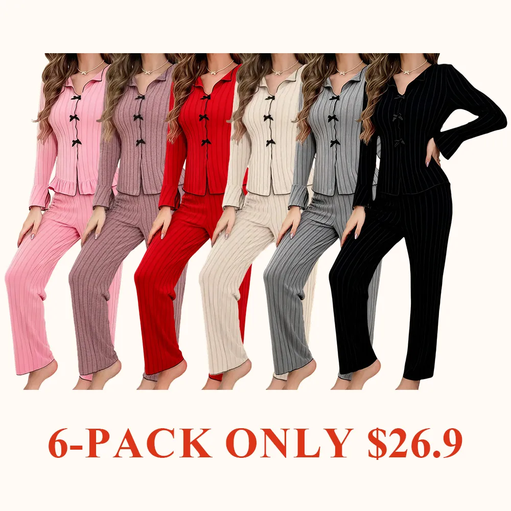 Women's two-piece loungewear set with ruffled top and pants