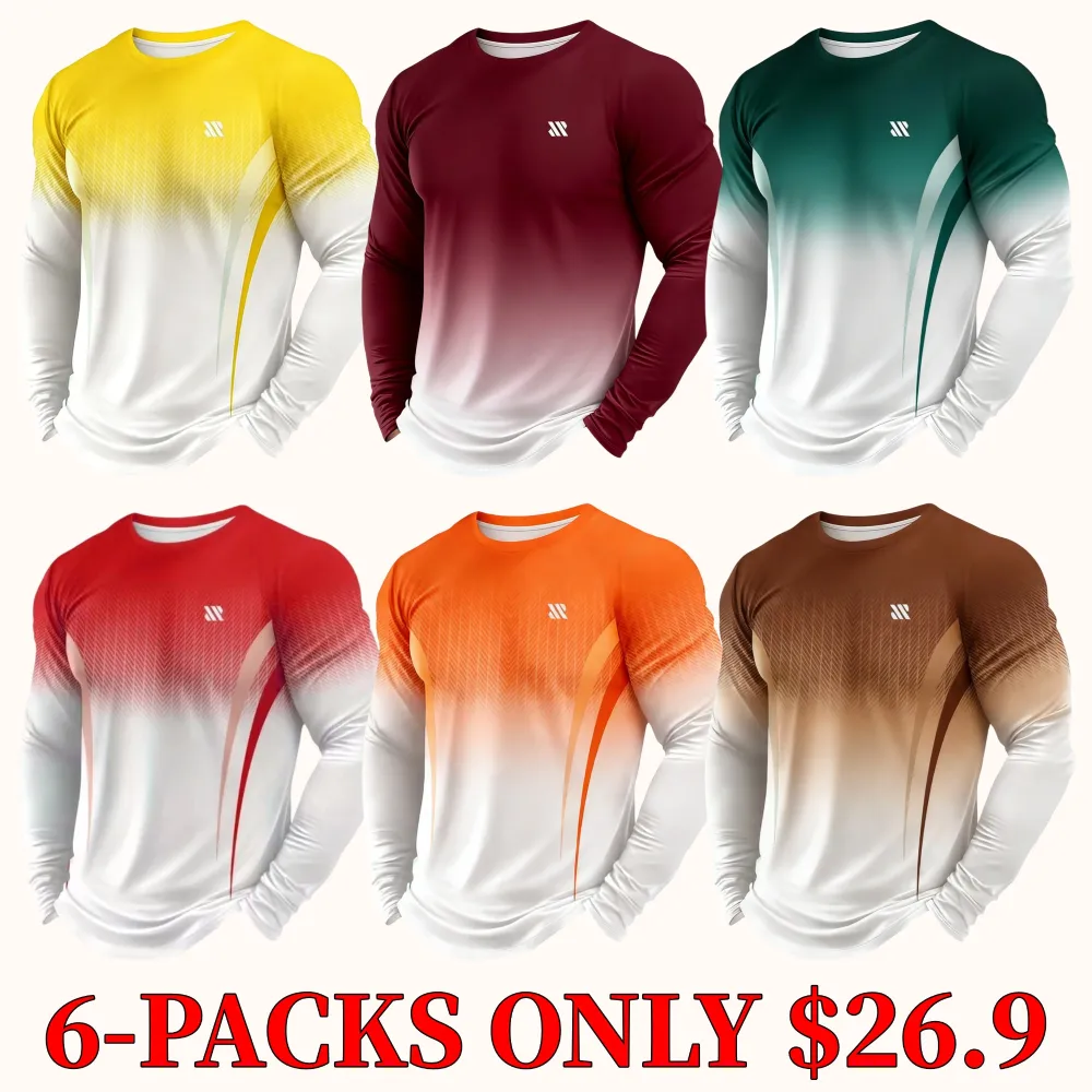 Men's long-sleeved fitness training T-shirt, made with breathable fabric