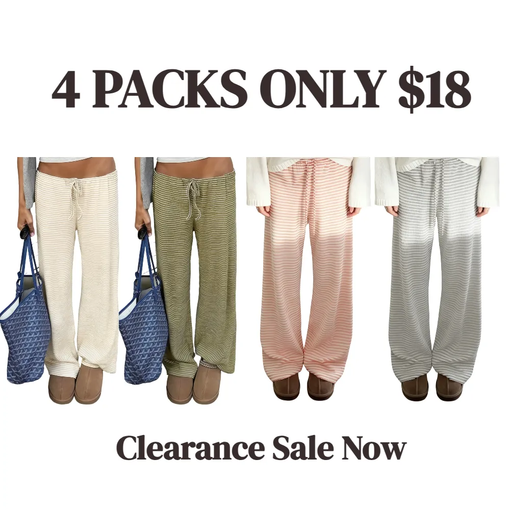 Women's Striped Drawstring Straight Leg Pants