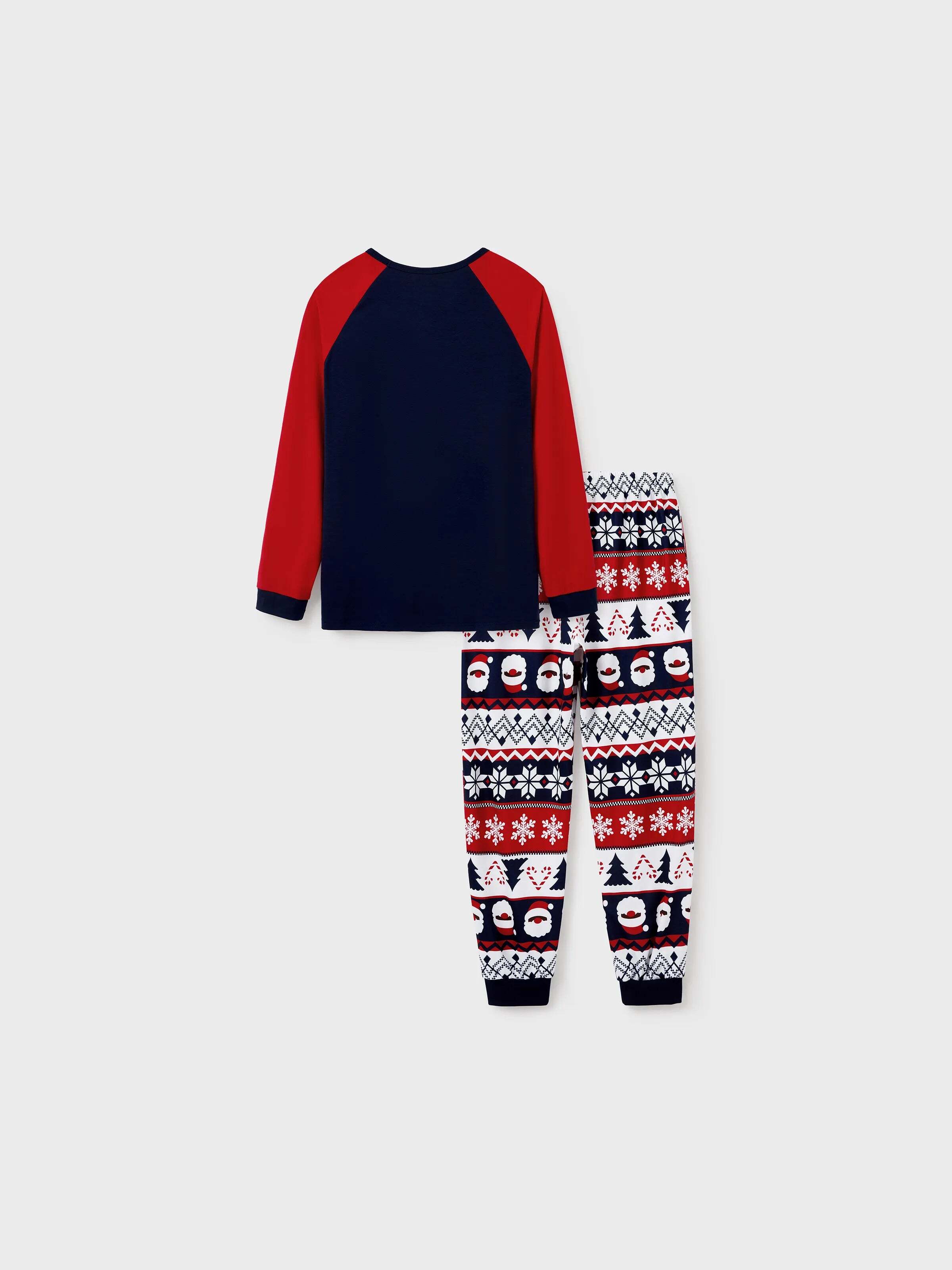 Christmas Matching Family Pajamas Set Glow In The Dark Santa Claus Print PJS with Christmas Socks Deep Blue