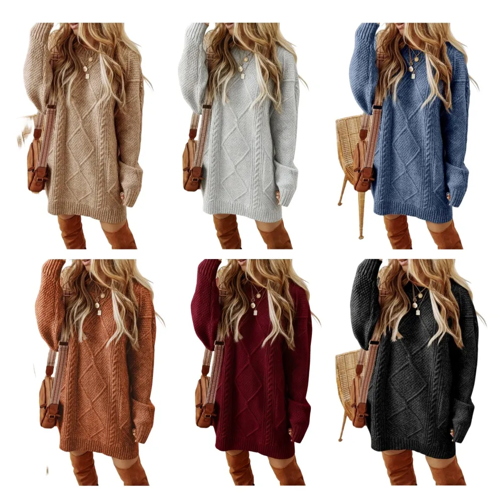 2025 Women's Cable Knit Lace Mini Sweater Dress 2PC