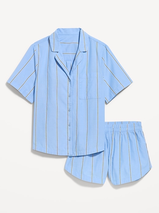 Poplin Pajama Short Set Blue