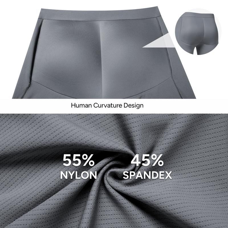 Mens 3D Butt Lift Enhancing Shapewear Boxer Briefs with Built-in One-Piece Fixed Hip Pad, Seamless Compression Underwear with High Elastic Waistband, 3D Contour Cut, Breathable Stretch Fabric for Tummy Control & Daily Support, Moisture-Wicking