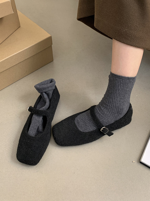 Hollow Shallow Cut Split-Joint Square-Toe Mary Janes Flat Shoes