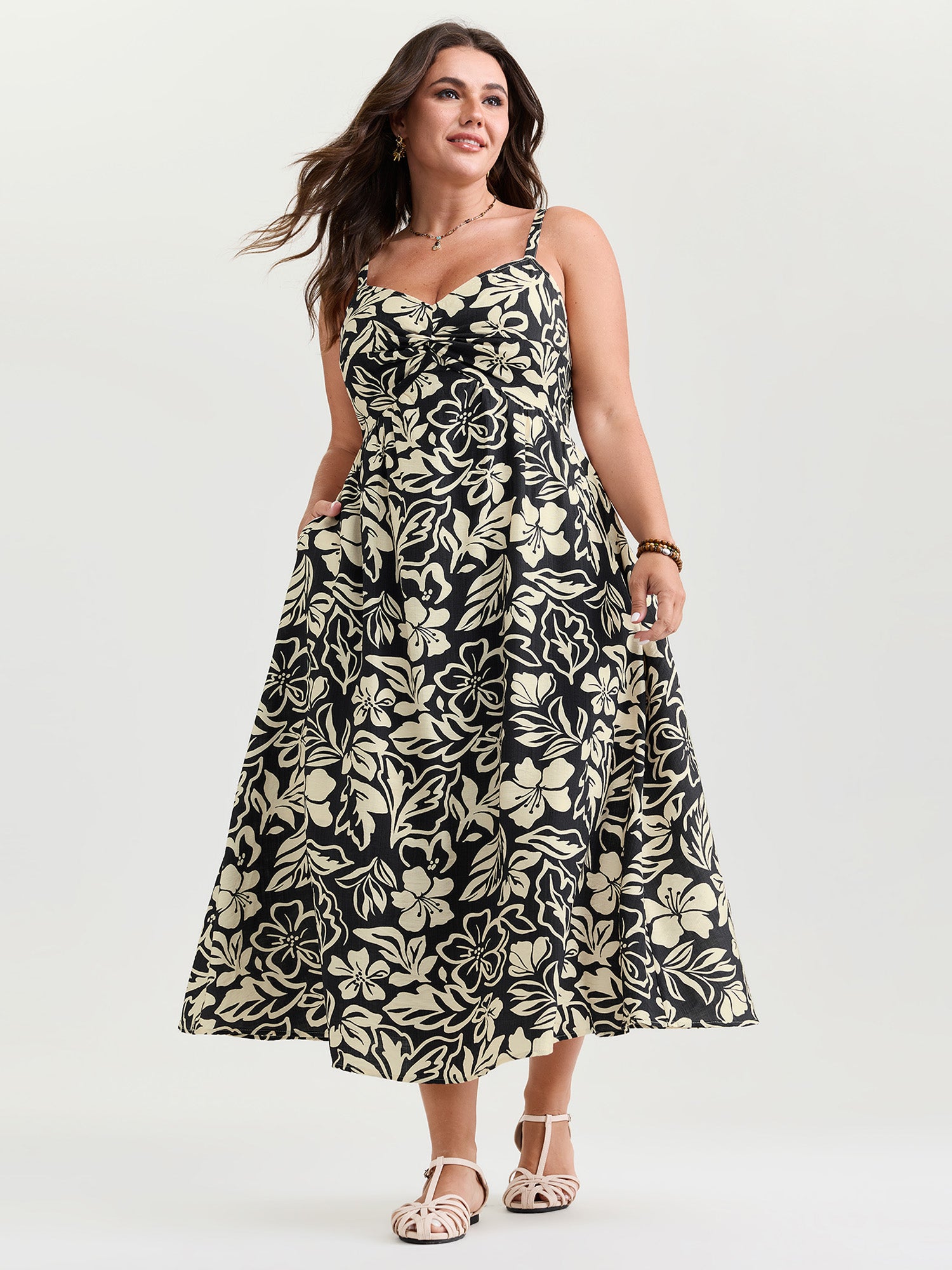 Supersoft Silhouette Flower Print Midi Dress