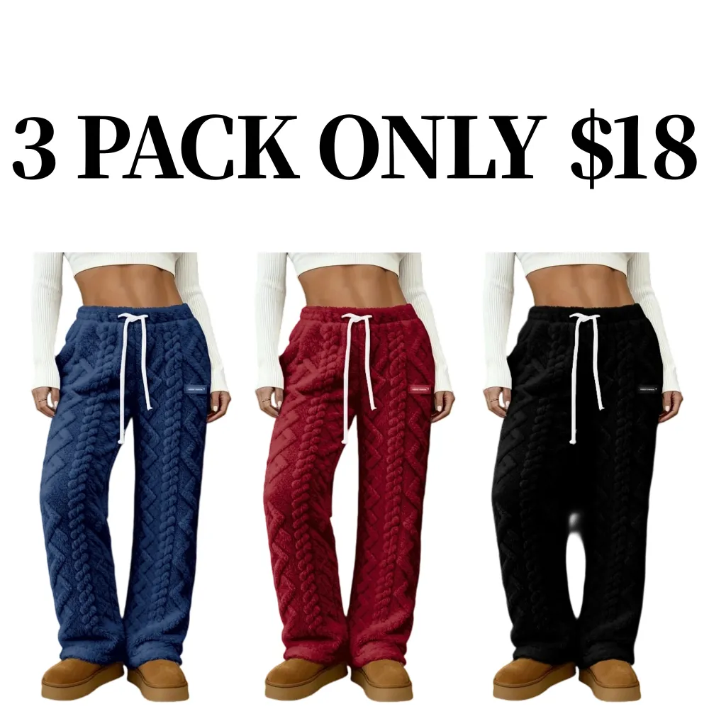 Women's fleece sweatpants, cable knit trousers