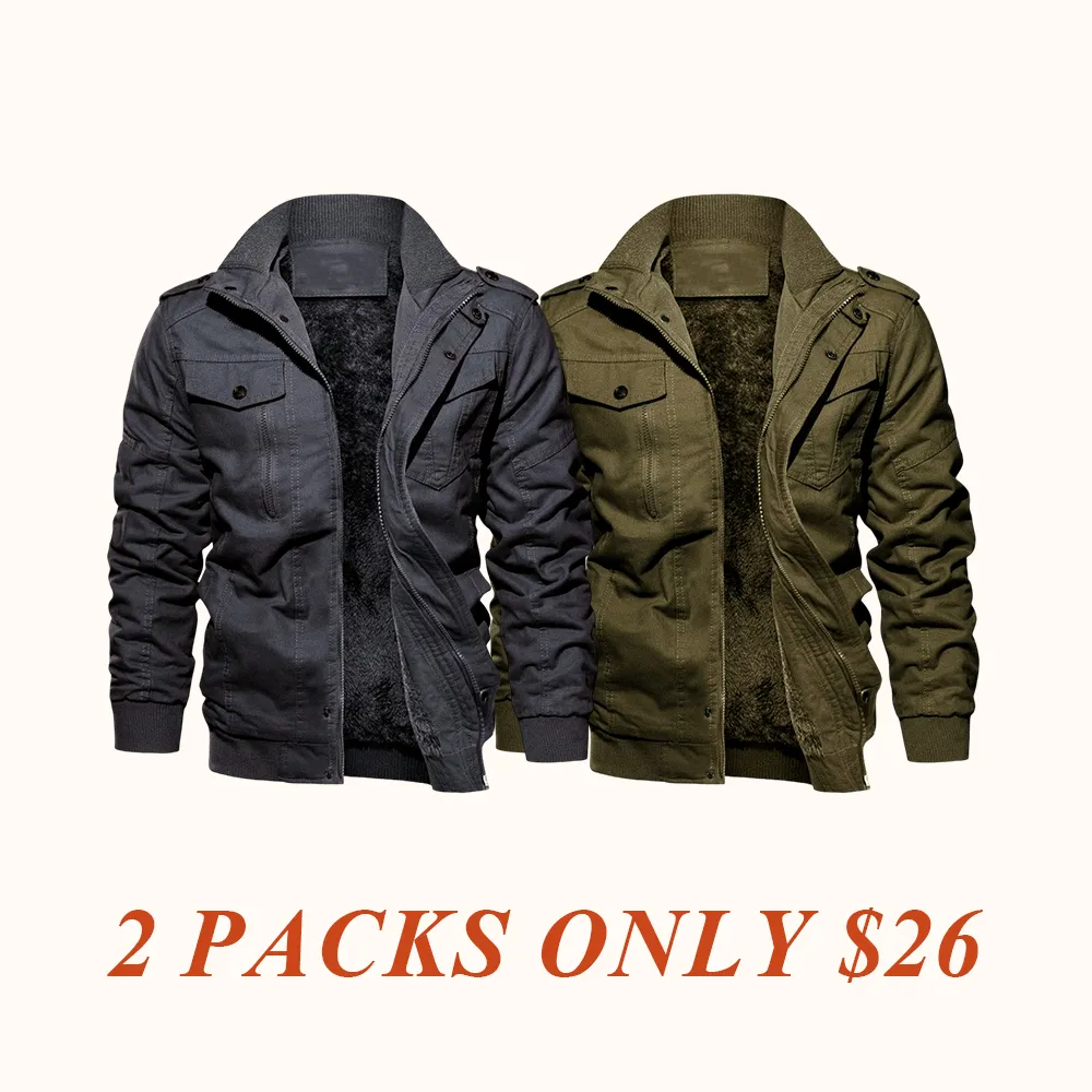 Men's Regular Fit Solid Pocket Zipper Thermal Lined Jacket