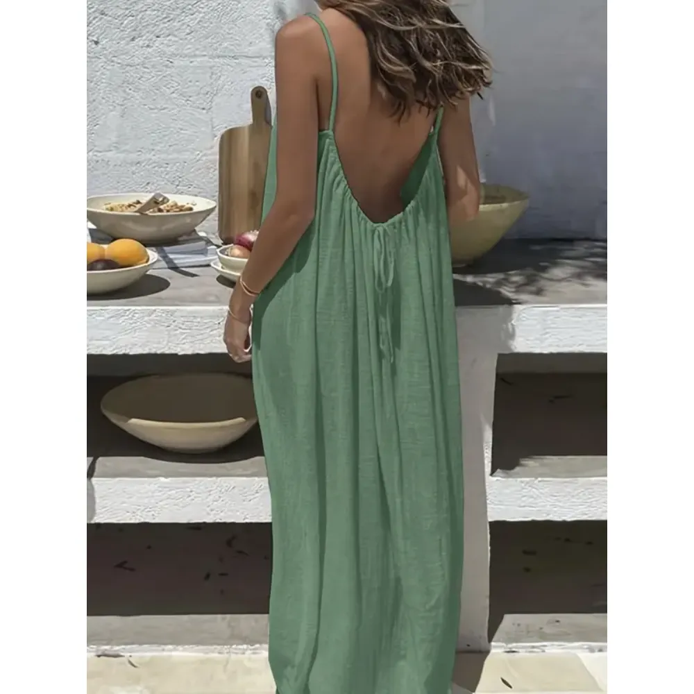 Women's Solid Color Backless Cami Dress
