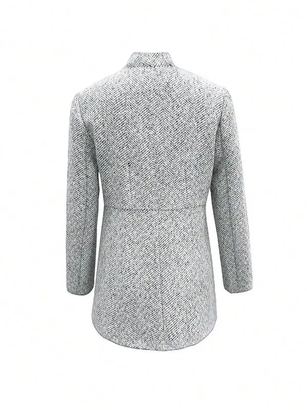 Women's Solid Color Pocket Long Sleeve Open Front Coat