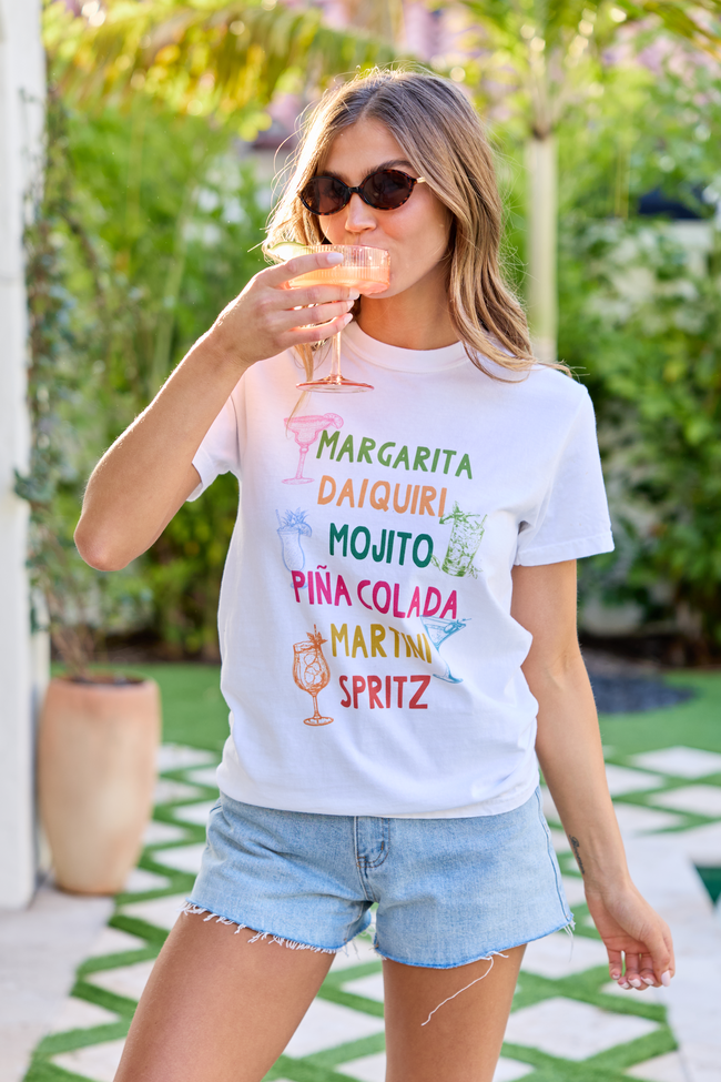 Drink List White Graphic Tee