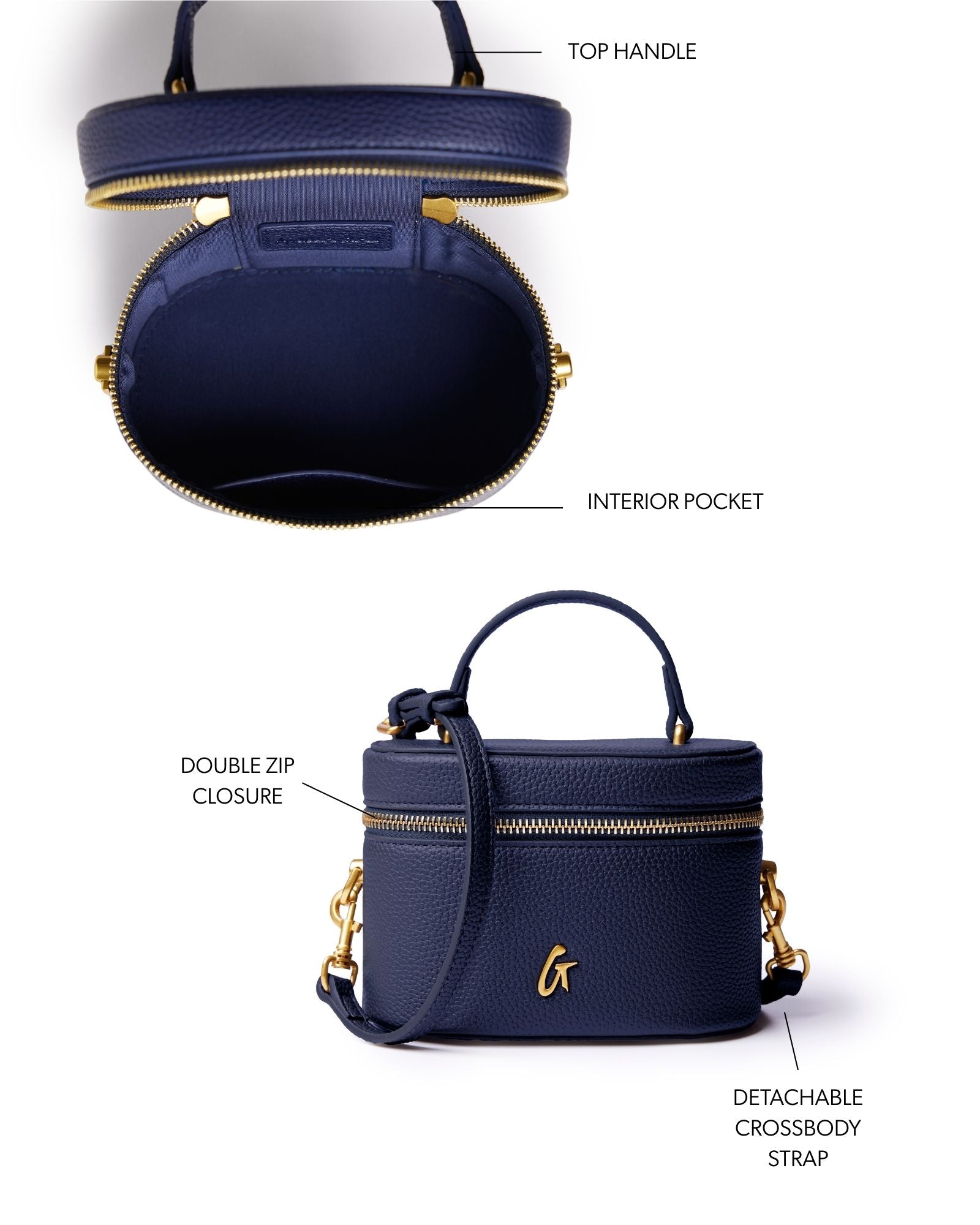 MINI PEBBLE VANITY BAG - NAVY