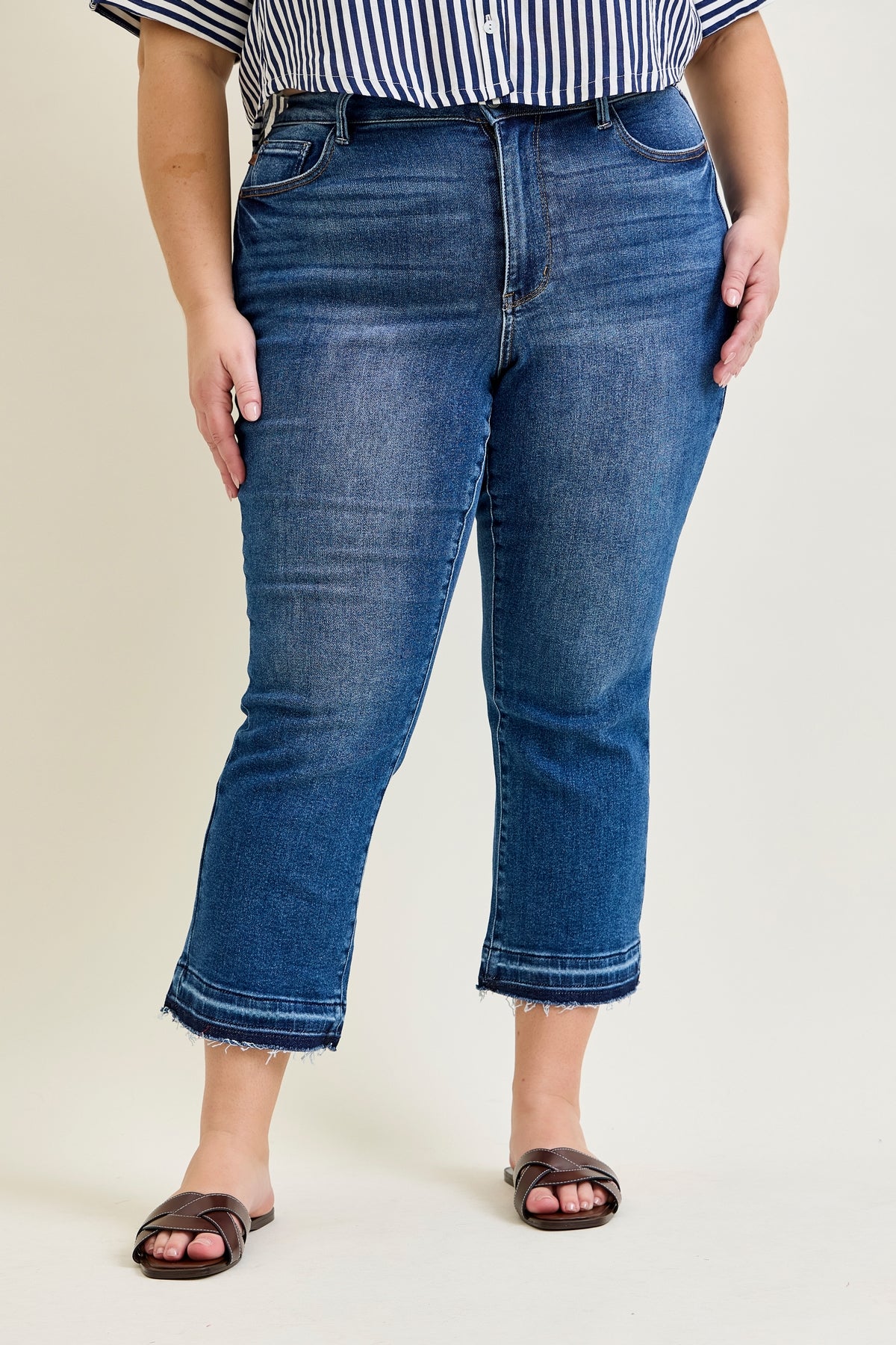 Aurora High Rise Vintage Wash Kick Flare With Released Hem - PLUS