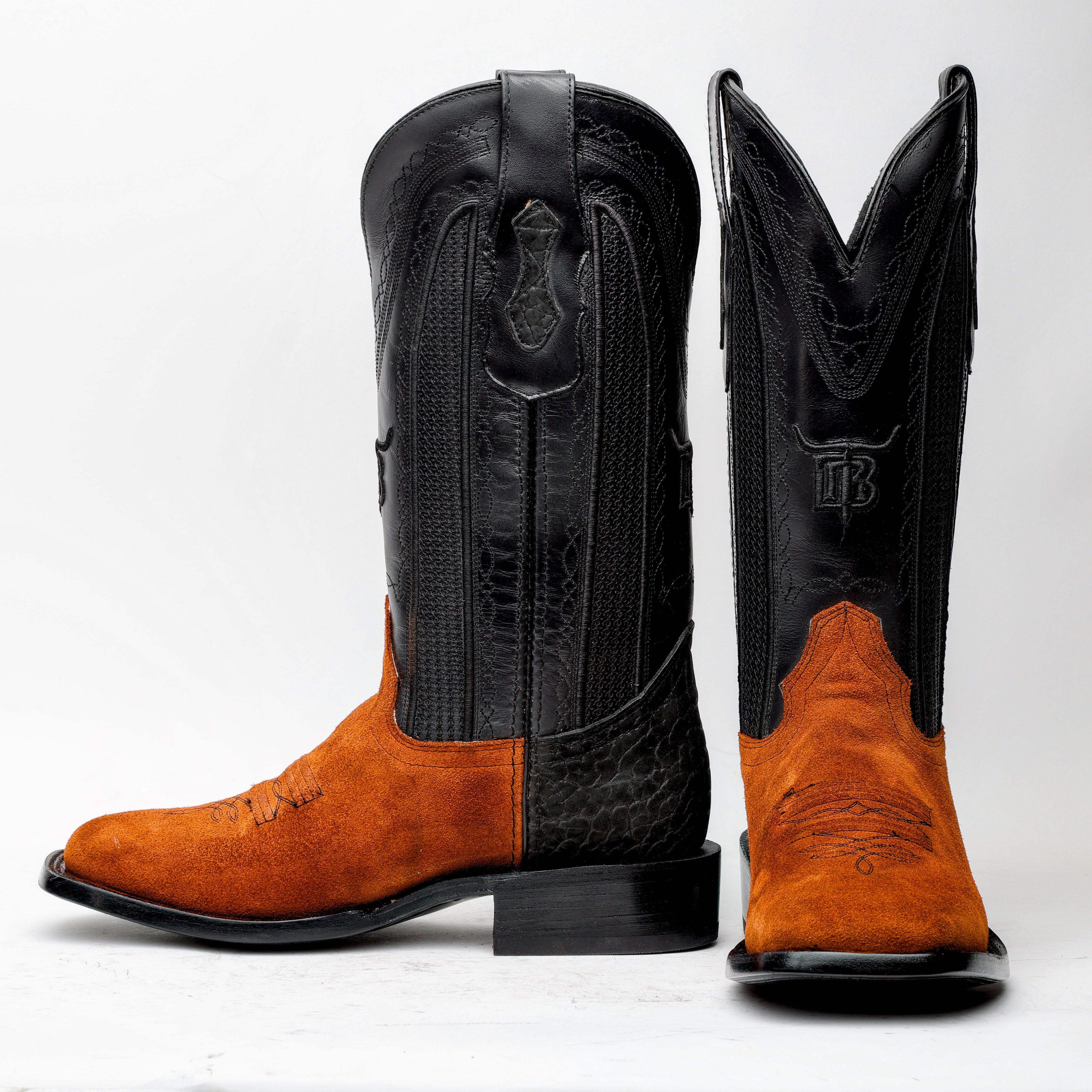 Cognac Rough-Out Boots - Square Toe