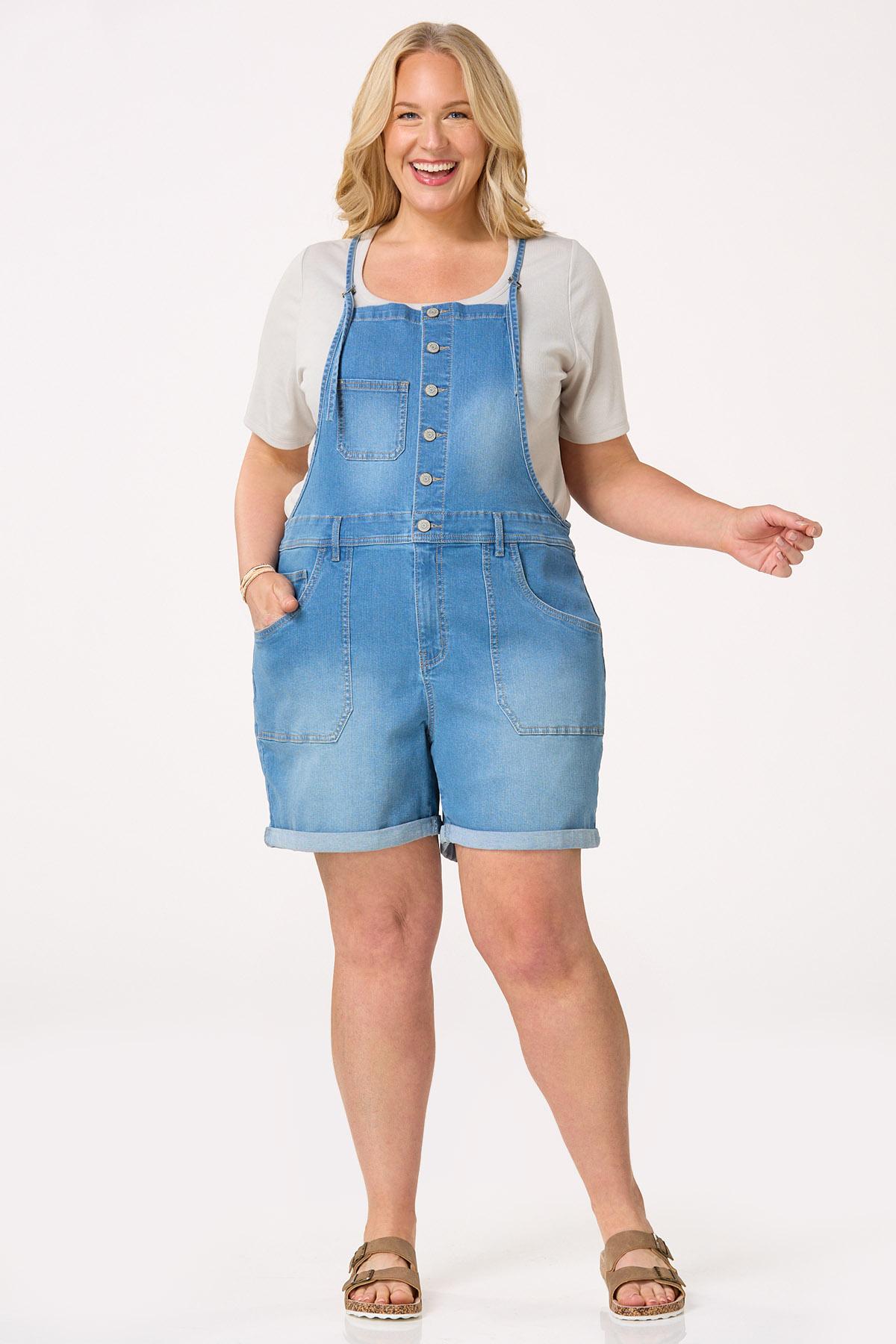 Plus Size Denim Shortalls