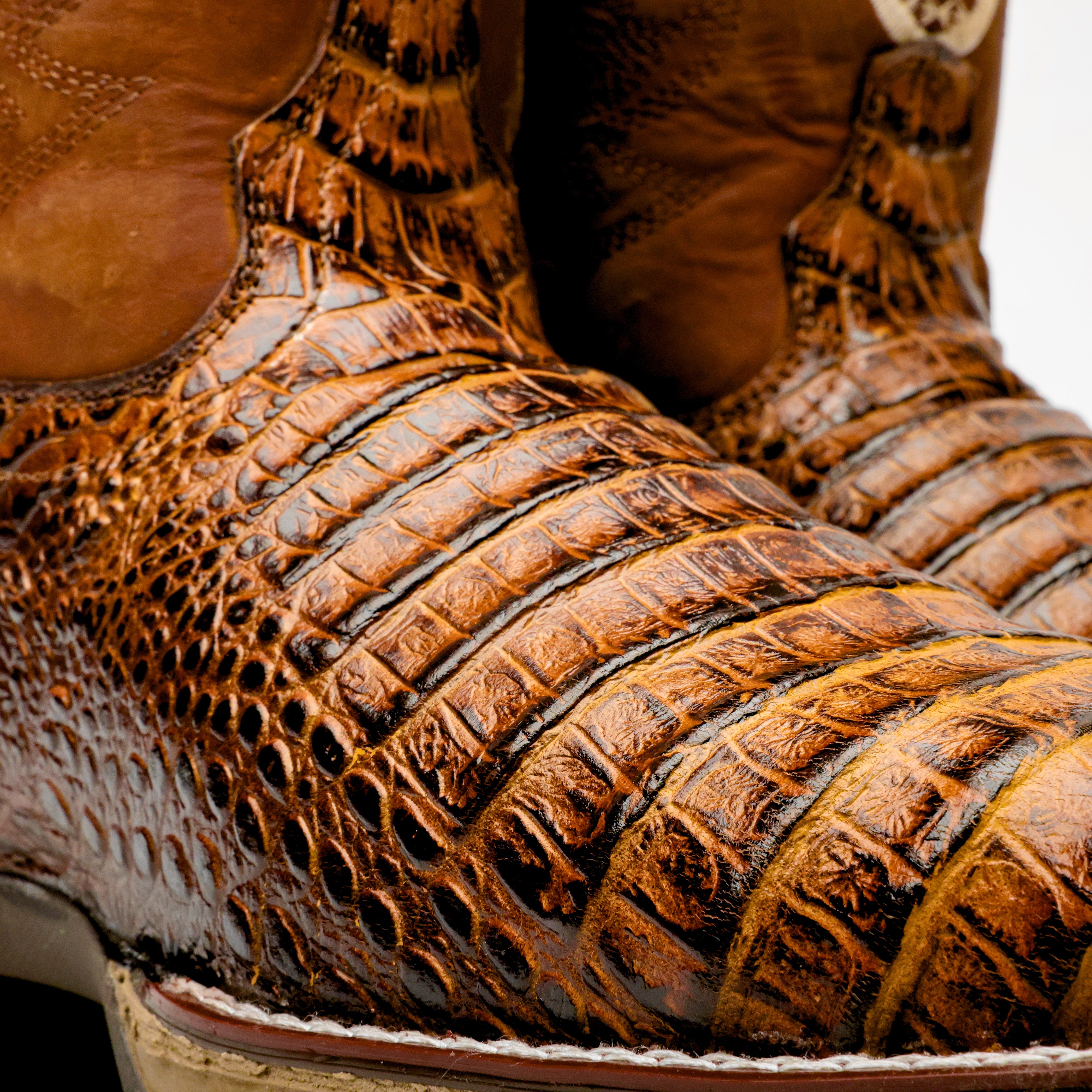 Honey Caiman Belly Leather Boots With 3D Lightweight Sole - Composite Toe