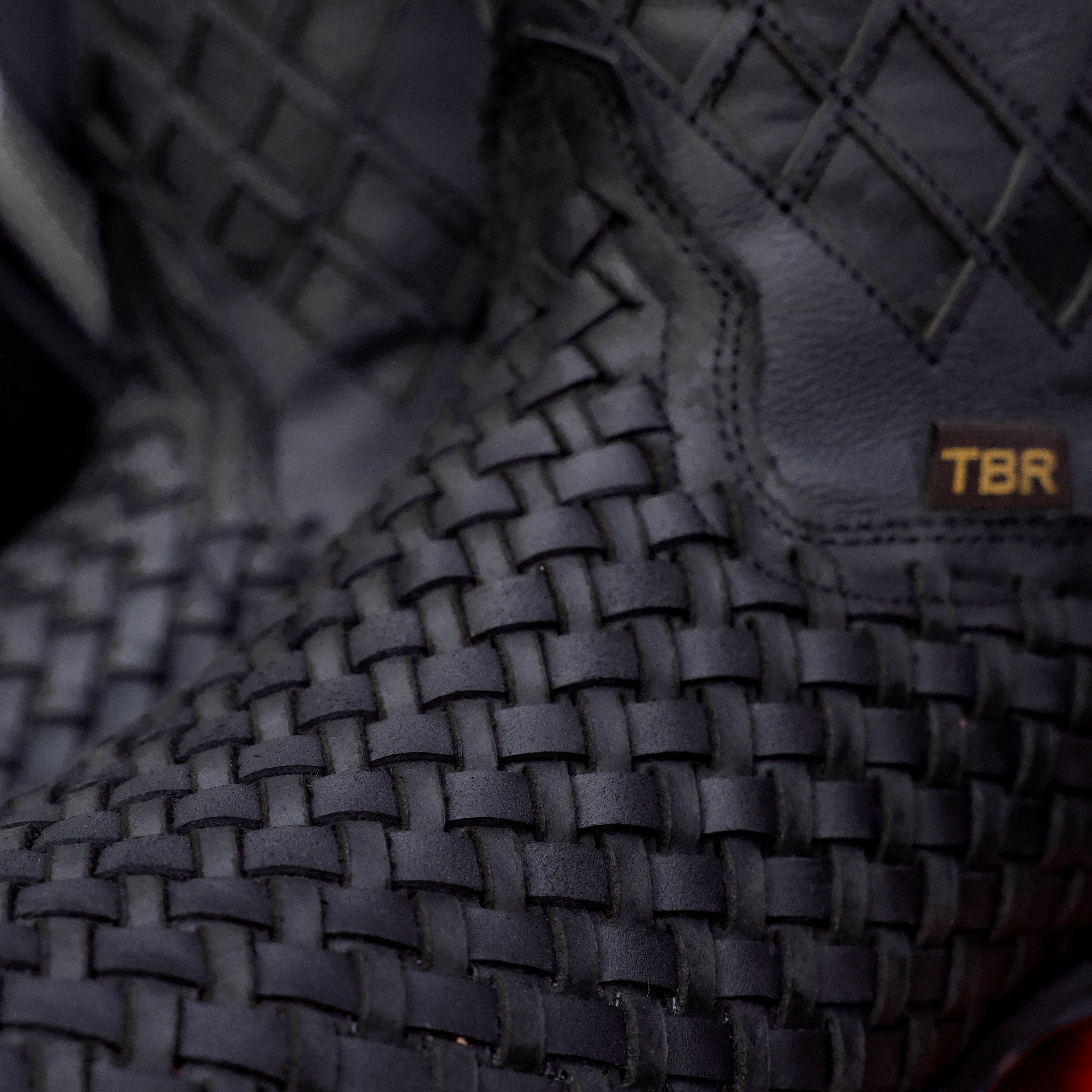 Black Basketweave Leather Boots - Square Toe