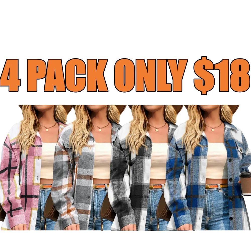 Women Plus Size Plaid Shacket  Coat