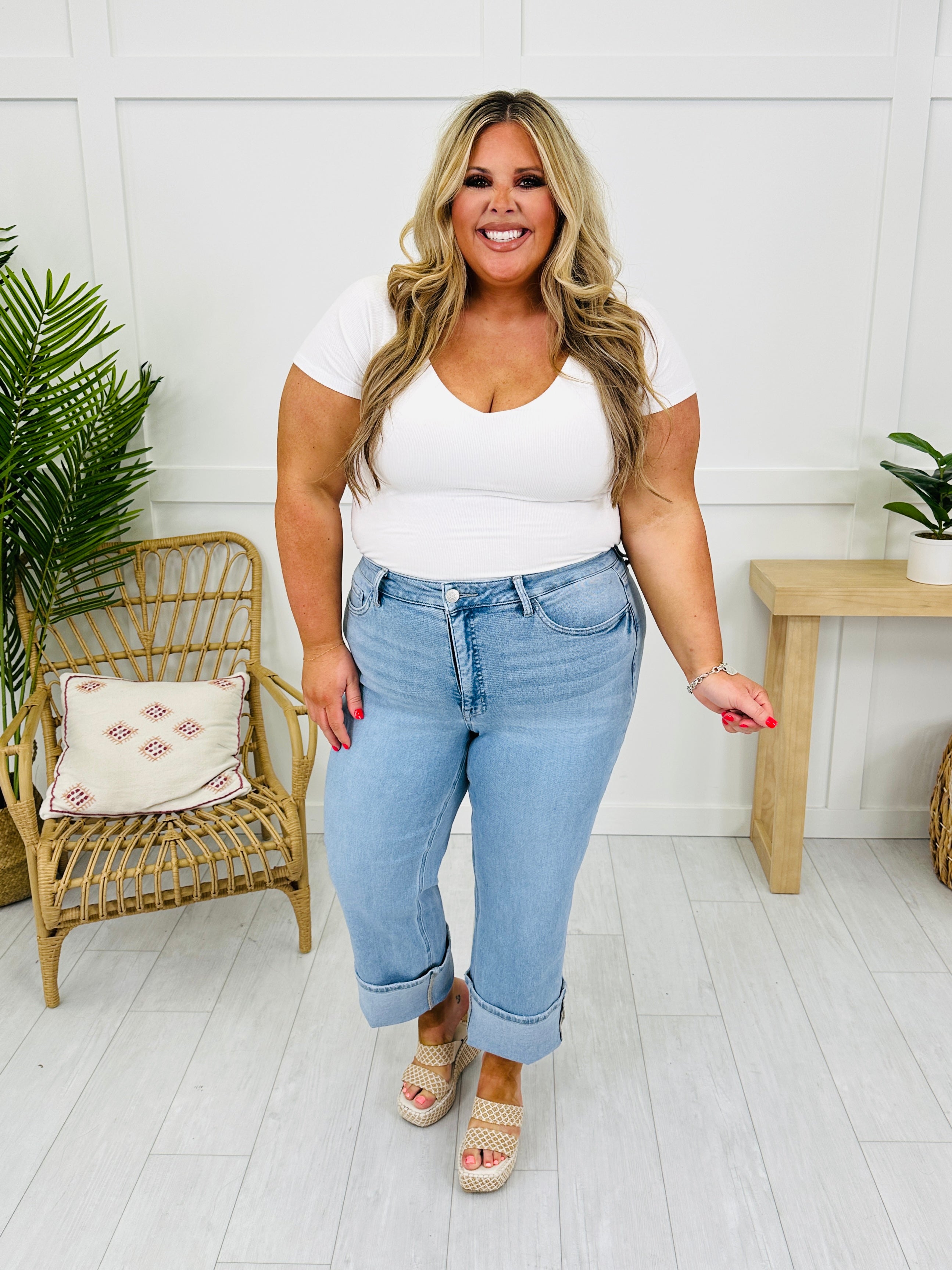 New Love Tummy Control Slim Wide Leg Jeans