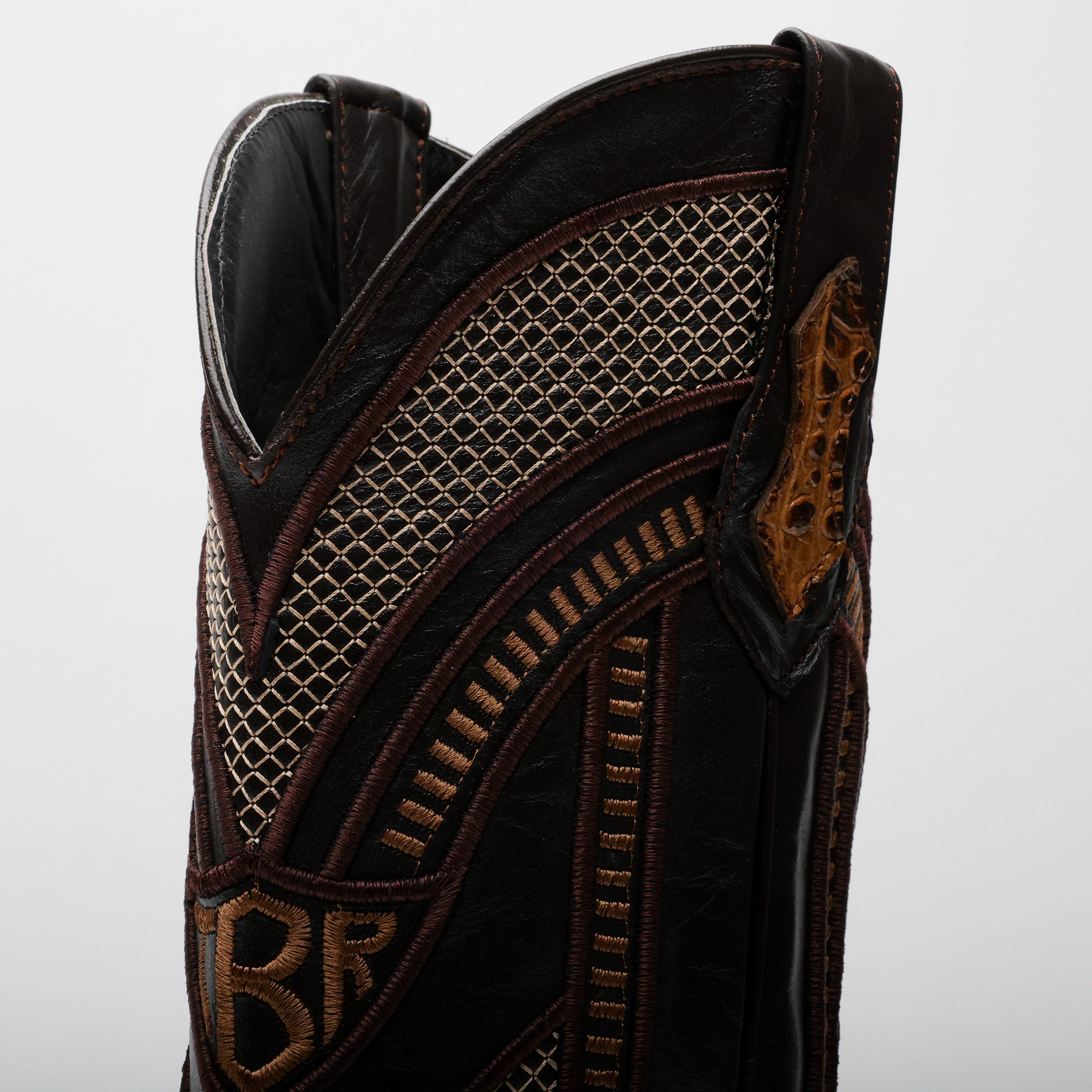 Honey Caiman Belly Leather Boots - Square Toe