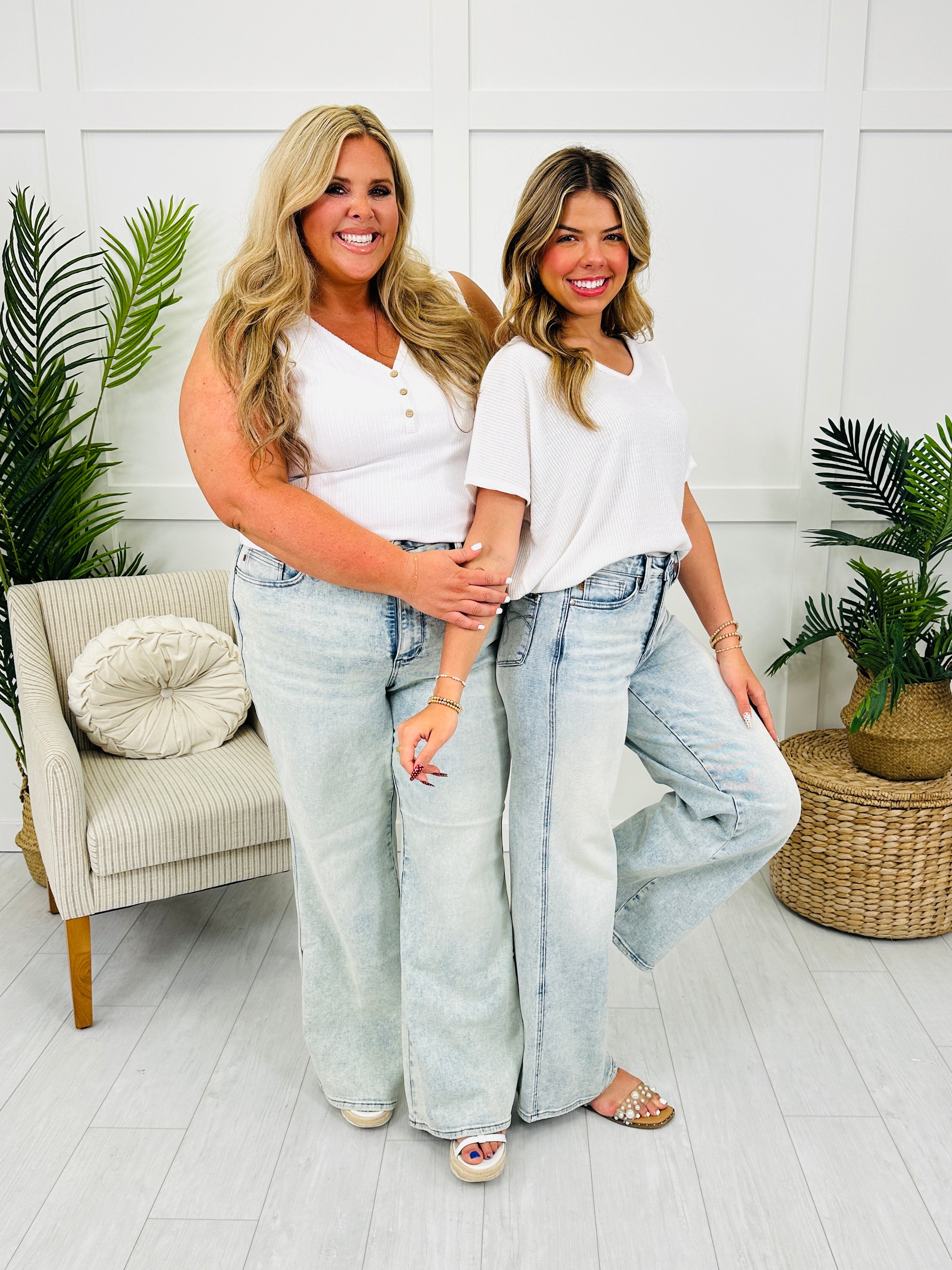 Judy Blue Turn Back Time Retro Style Wide Leg Tummy Control Jeans