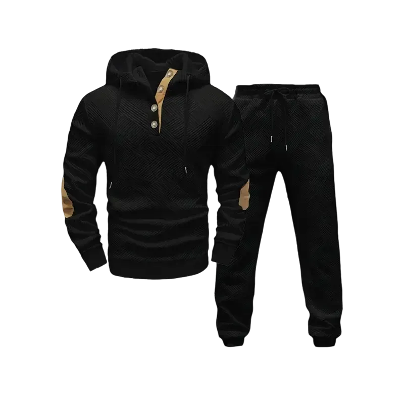 Men's knit jacquard sweatshirt and pants two-piece set