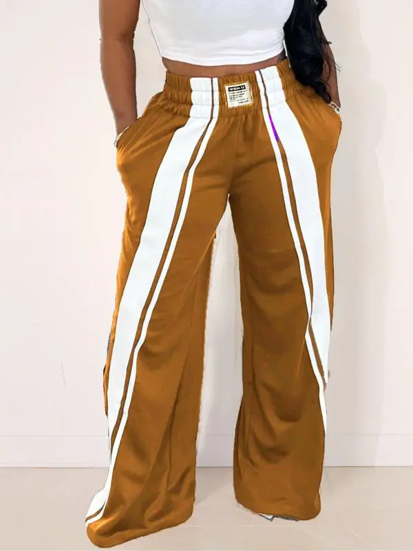 Woman Stripe Wide Leg SweatPants