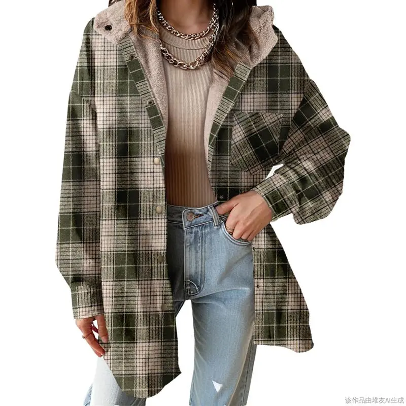 Women's Flannel Hooded Plaid