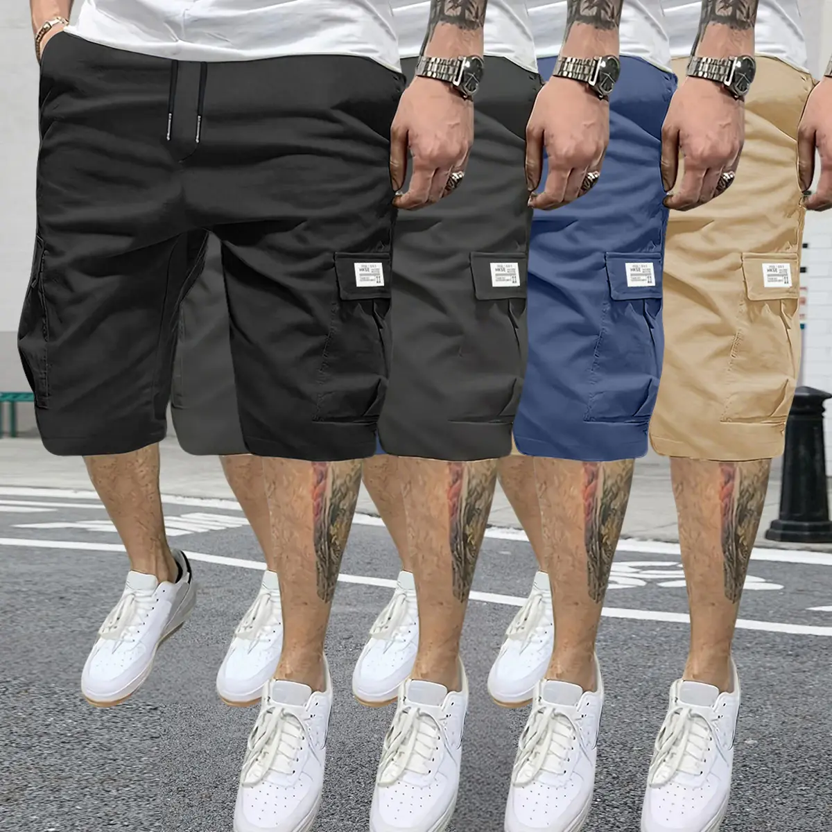 Fashionable summer lightweight loose straight-leg casual shorts, durable multifunctional work shorts suitable for camping, cycling, and hiking.