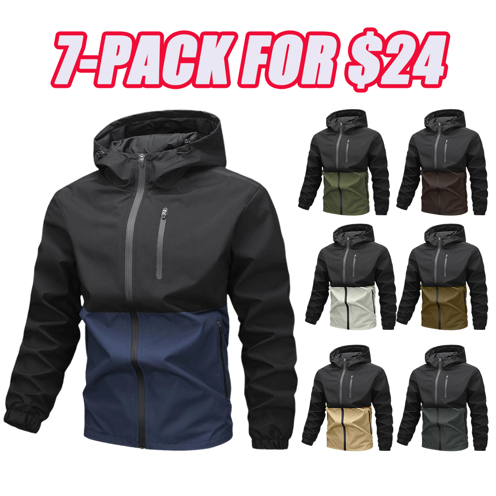 Men's casual waterproof jacket with adjustable hat