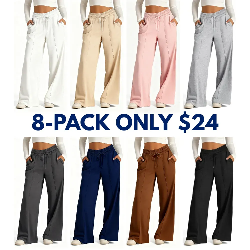 🎅Christmas Promotion 🎁Women's Wide Leg Sweatpants Casual Loose Solid Color Pants
