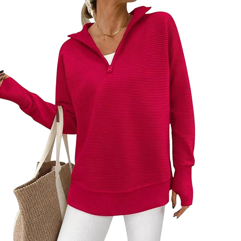 Women's Long Sleeve Quarter Zip Pullover Sweater